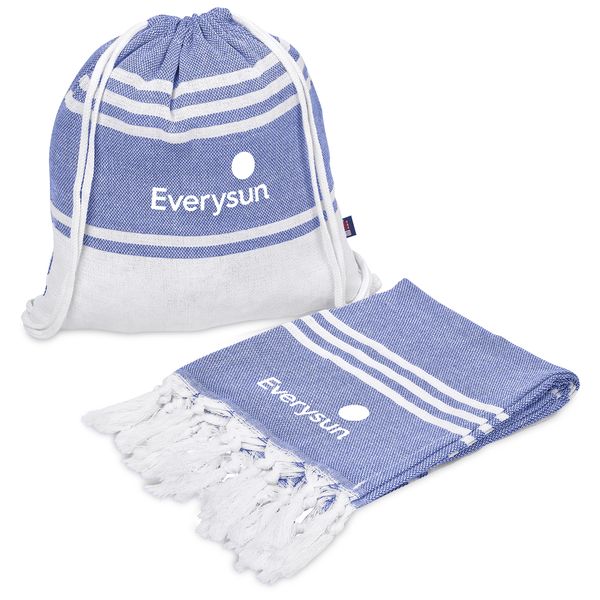 US Basic Santa Cruz Cotton-Rich Beach Towel and Drawstring Bag