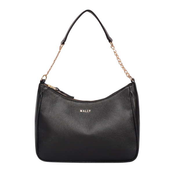 Silvia Leather Baguette Bag - Genuine Leather, Shoulder &amp; Crossbody, Brown