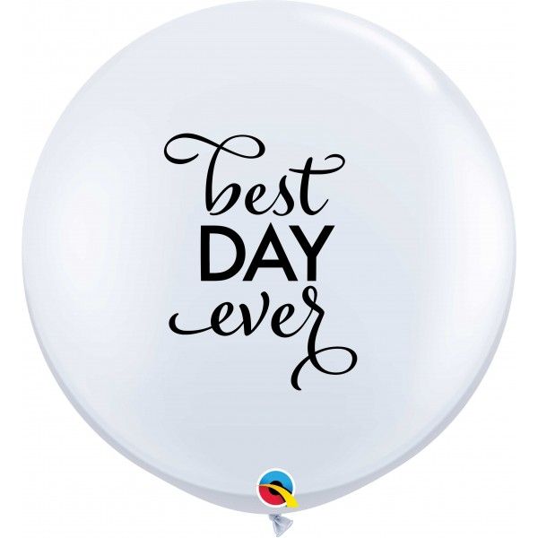 3 Feet Latex Round Party White Best Day Ever
