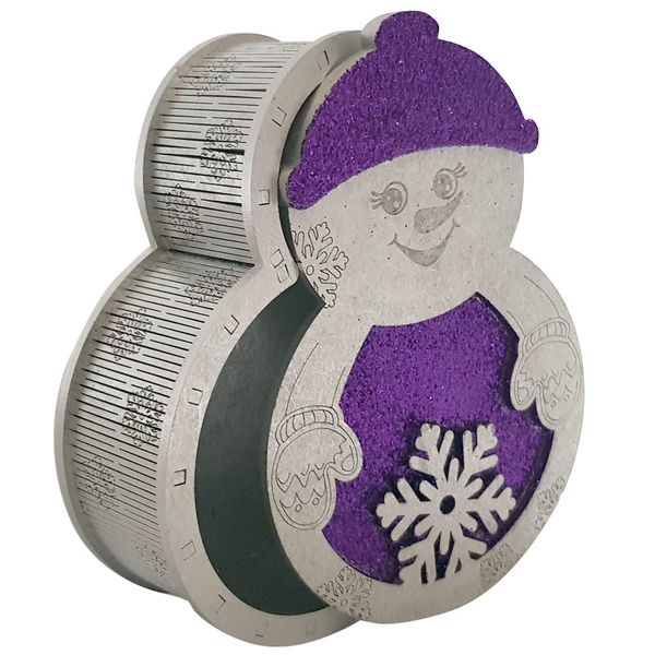 Mini Wooden Christmas Snowman Gift Box - Blue