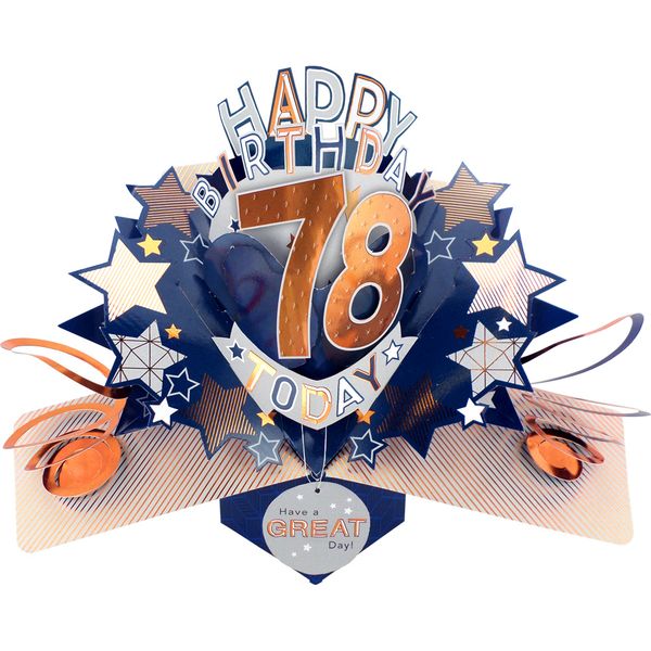 Happy 78th Birthday 3D Pop Up Card - Male