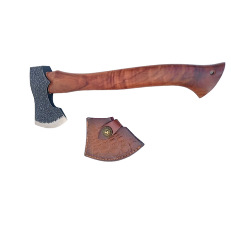 Survival Outdoor Axe 380mm Rosewood Handle and Leather Sheath Image