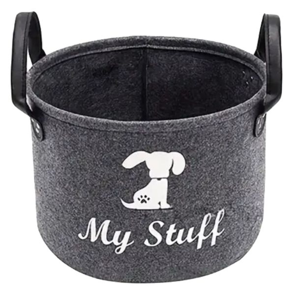 Large Capacity Foldable Pet Toy Storage Basket With Handles - 32cm