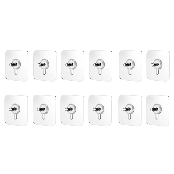 12PCS Drill Free Adhesive Hooks,Upgraded Picture Hangers Without Nails,Nail