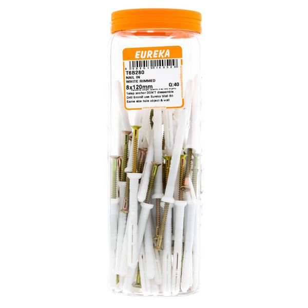 EUREKA Nail-In Anchor White Rimmed 8 x 120mm Q:40 T6B280
