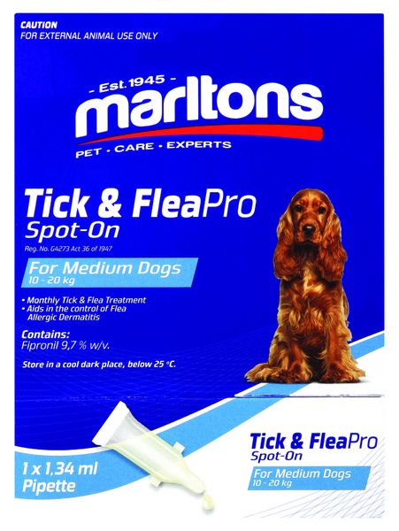 Marltons Tick &amp; Flea Spot-On Pro Medium Dogs 1.34ml