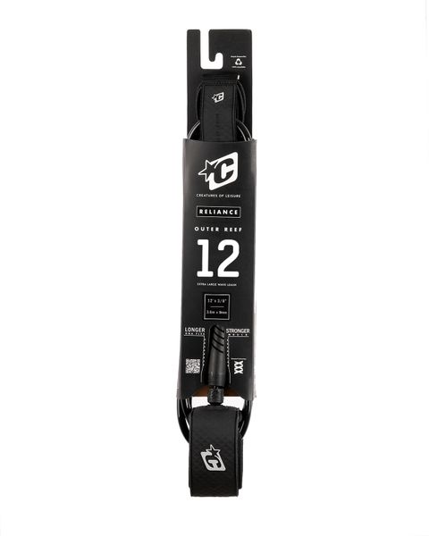 Creatures Outer Reef 12 ft Surfboard Leash Black Silver