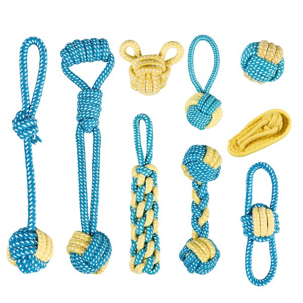 Dog Rope Toy/Dog Teeth Cleaning Molar Bite 9-Piece Set