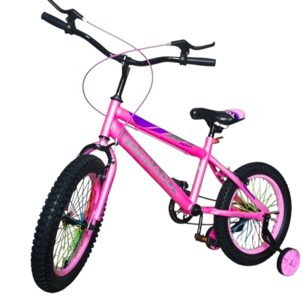 16-Inch Tornado Kids Bicycle with Training Wheels - Blue - Semi-Assembled