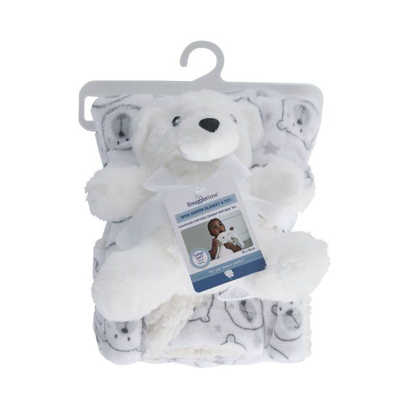 Snuggletime - Mink Sherpa Baby Blanket Set - with Cuddly Teddy