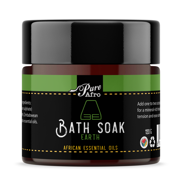Pure Afro Earth Bath Soak - African Essential Oil Mineral Salts - 120g