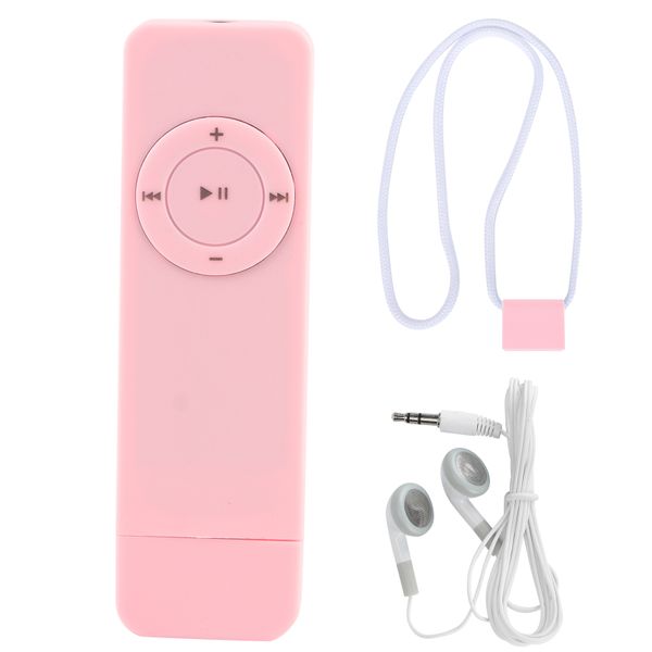 MP3 Music Player Portable Media with Lanyard for Listening to MusicPink