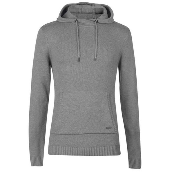 Firetrap Mens Hooded Knit Jumper - Grey Marl [Parallel Import]