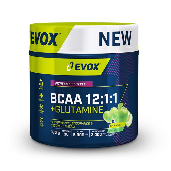 Evox BCAA 12:1:1+ EAA Sour Apple Lollipop 330g