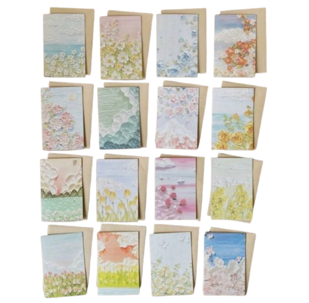Greeting Cards Oil Paint Design 16 Pieces With Envelopes