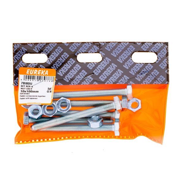 EUREKA Set Screw &amp; Nut Galvanised 10 x 100mm Q:6 7BI80U