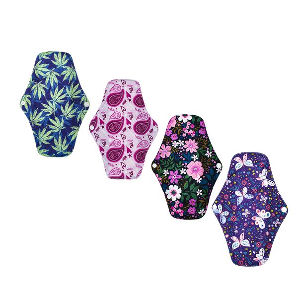 4-Piece Reusable Bamboo Charcoal Sanitary Napkin Pad-Multi-Color