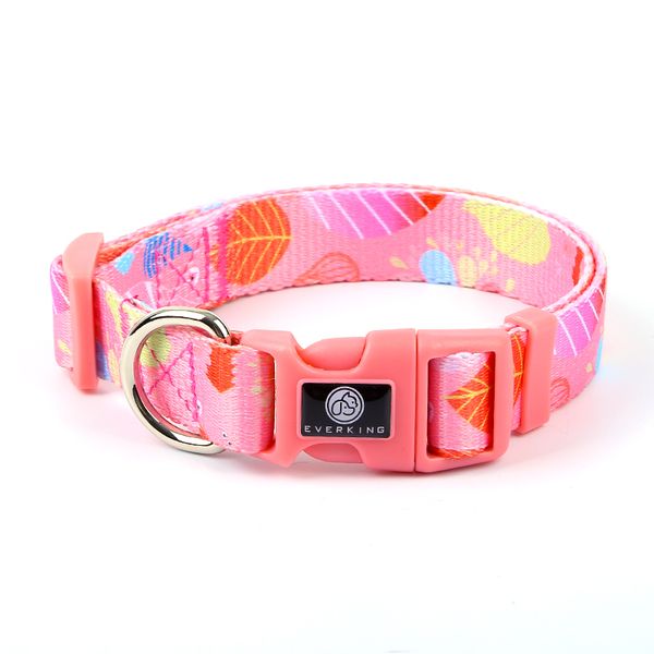 Pink Cat Collar with Fun Leaf Design