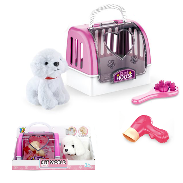 Pretend &amp; Play Electric Plush Dog Care Kit with Pet Grooming Accessories