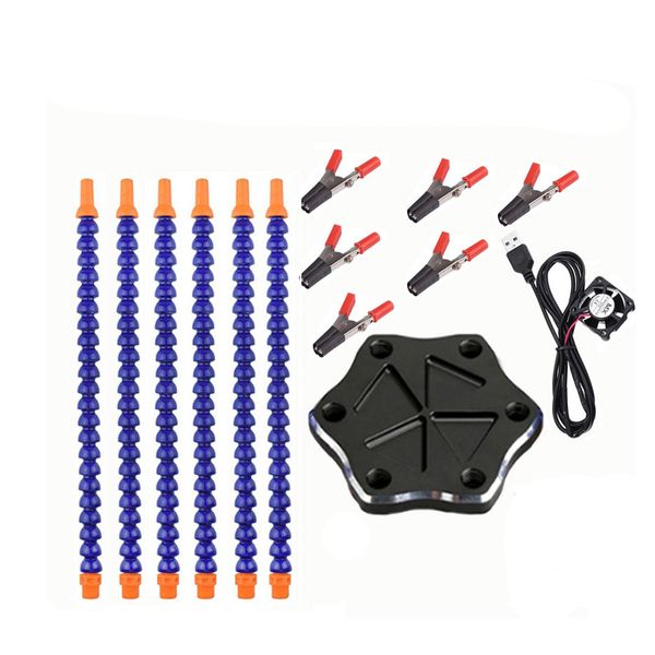6 Flexible Helping Hand Arms Soldering Station with USB Fan