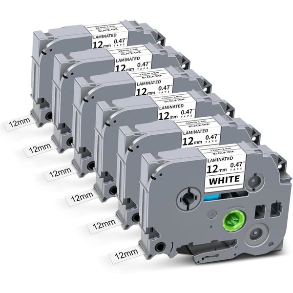 6Pack TZ-231 Label Tape Cartridge Black On White for Brother Label Maker