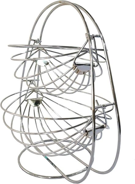 Stainless Steel 2-Tier Swing Step Shelf Rack Fruits