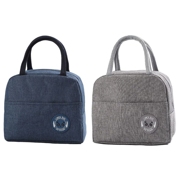 Thermal Insulated Lunch Bag with Front Pocket - 2 Pack