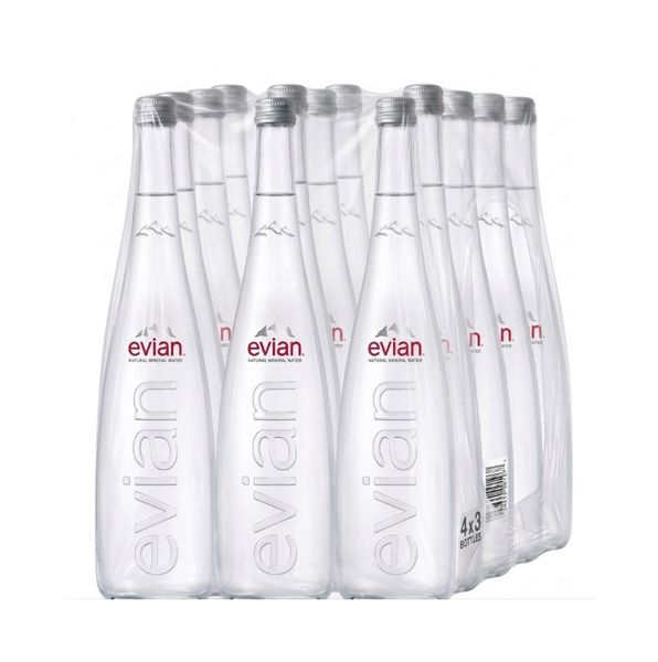 Evian Live Young Still Water Glass Bottle 750ml - Pack of 12