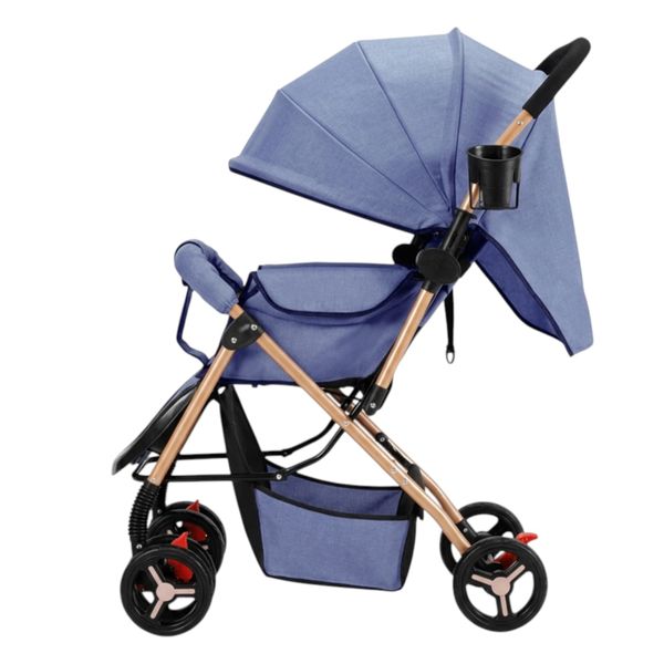 Premium Foldable Baby Stroller with Extended Canopy, Tray &amp; Storage Basket