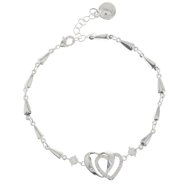 Equilibrium Silver Plated Bracelet - Te Amo Entwined Heart