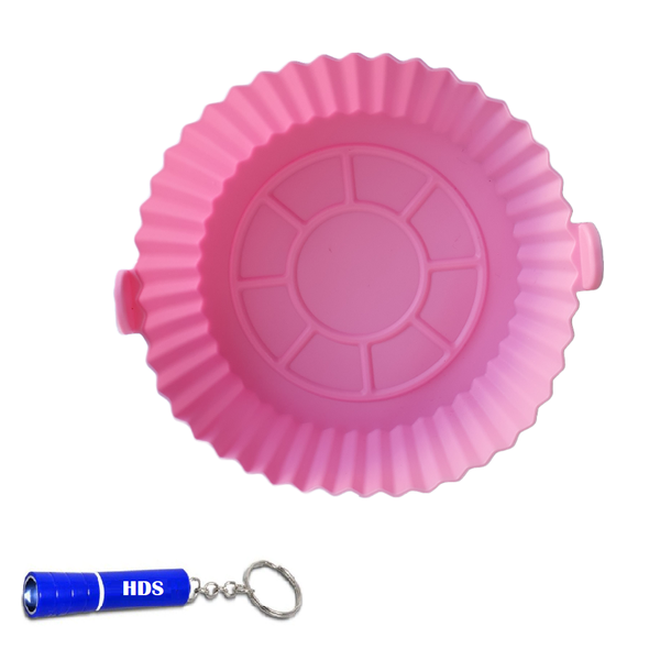 16cm Round Reusable Silicone Air Fryer Pad with HDS Branded Keyring Torch