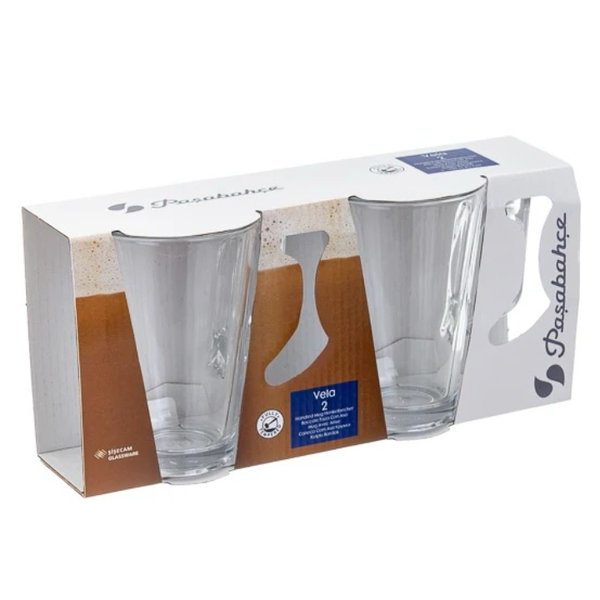 Pasabahce Vela Glass Coffee Cup 250ml | 2-Piece Set | Hot Drink Glasses