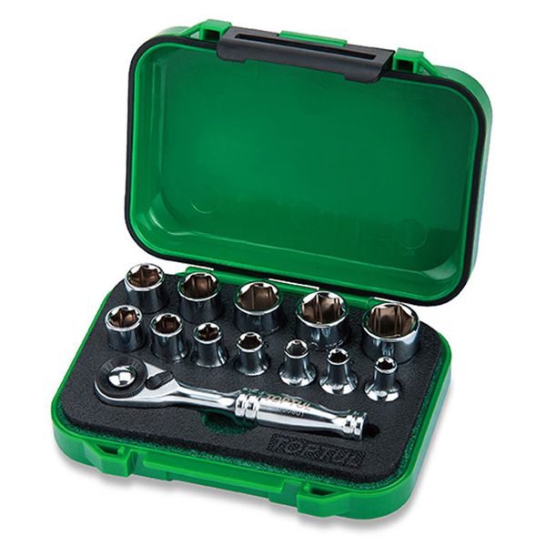 13 Piece 1/4" DR. Mini Ratchet Socket Tool Set