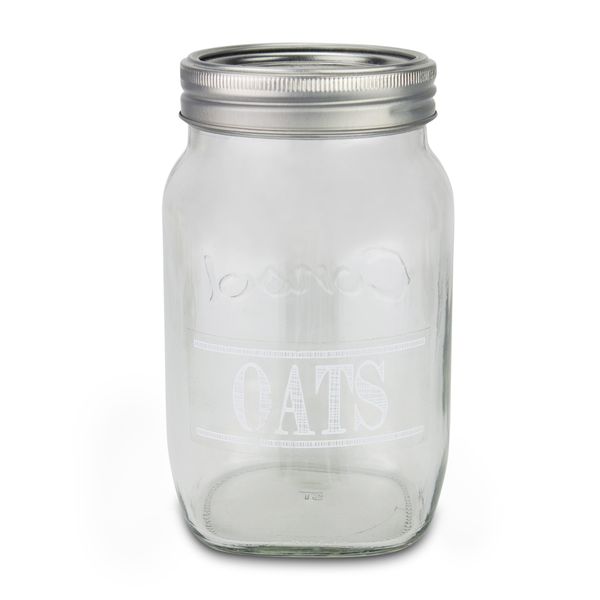 Mason Jar - Flour - Oats - Transparent - 1 Litre