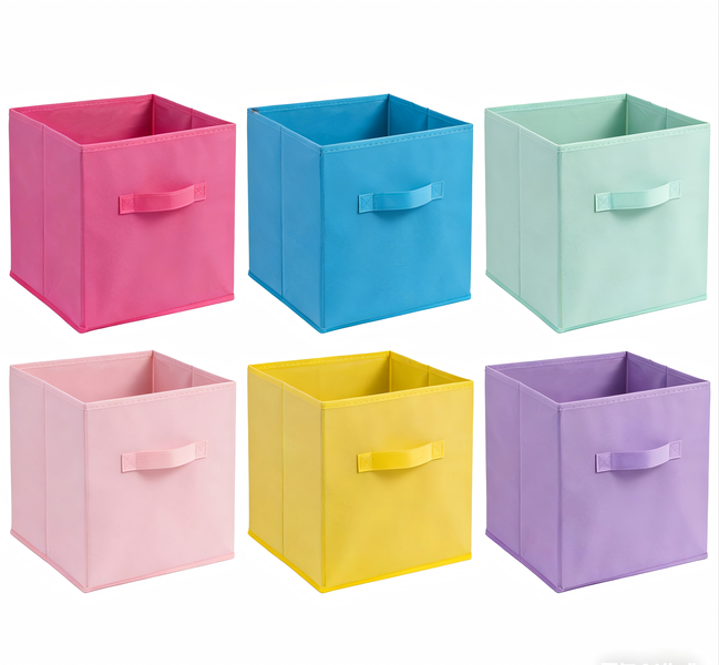 6-Pack Fabric Storage Cubes (Assorted Colours) - Organizer Bins