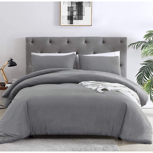 Luscious Living - Duvet Cover Set - 2 Pillow Cases - Charcoal Grey