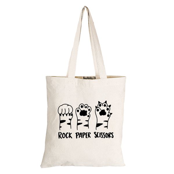 Rock Paper Cat Paws - Eco-Cotton Natural Fibre Bag