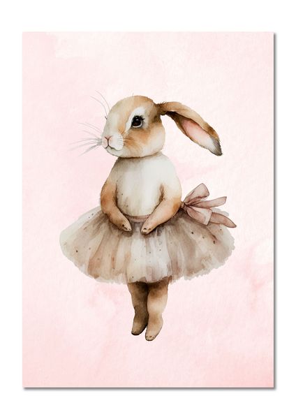 Kids Wall Art: Watercolour Ballerina Bunny - Sylvie