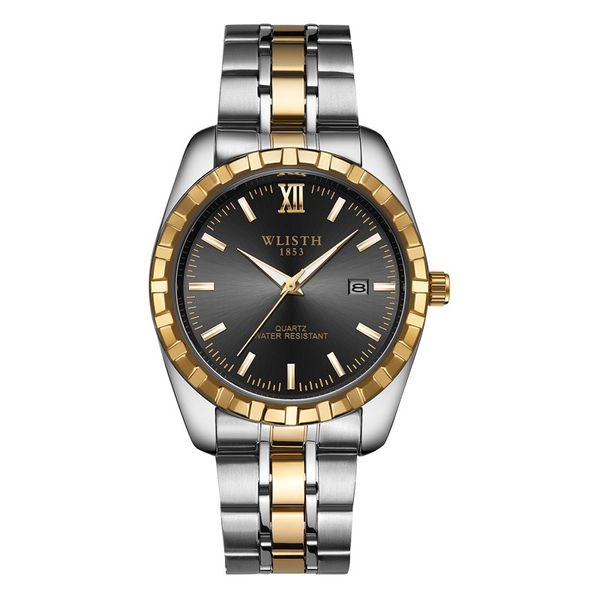 WLISTH - Men's Stainless Steel Quartz Watch - Waterproof - Black