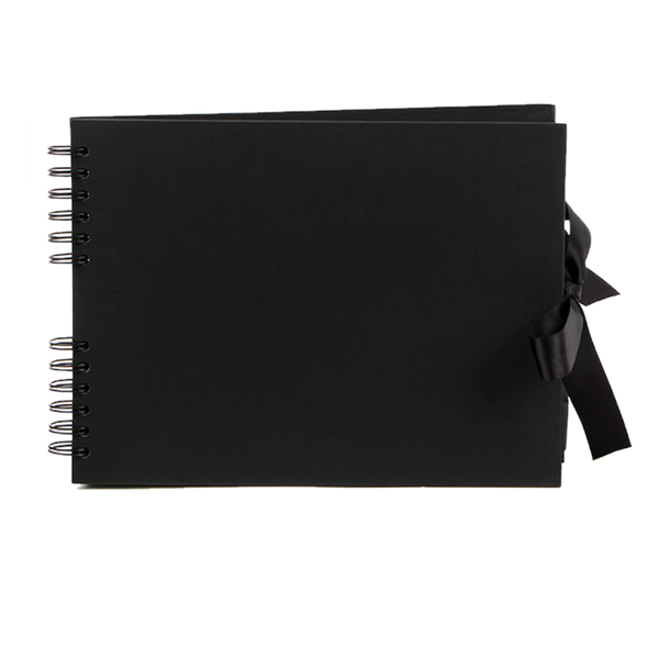 Spiral-Bound Black Album, Hardcover, 40 Black Pages- 29 x 21.5 cm