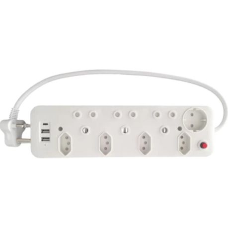 8-Way Multiplug with USB & Type-C Ports | Fast Charging Power Extension Image