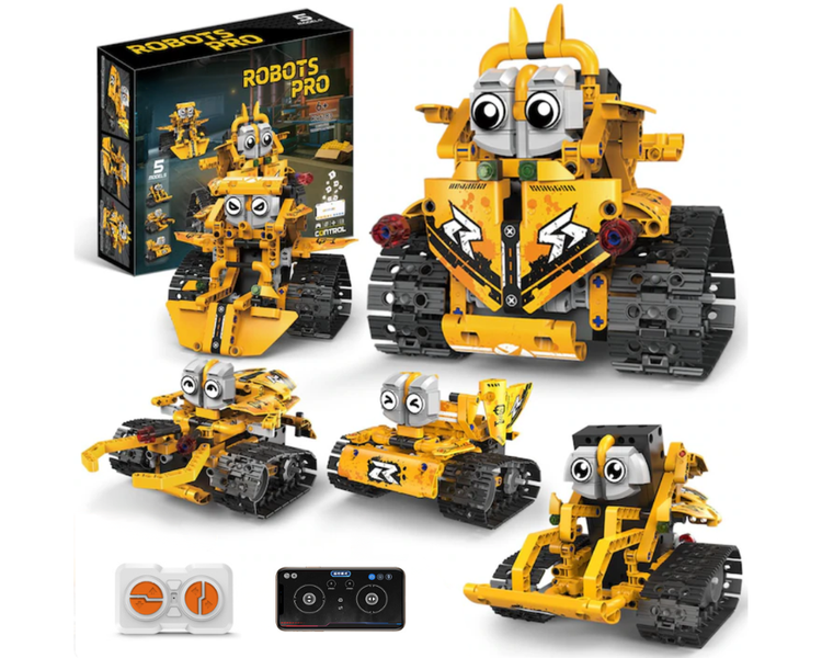 MorFansi 5 in 1 Construction Team Robot Building Set Remote Control App