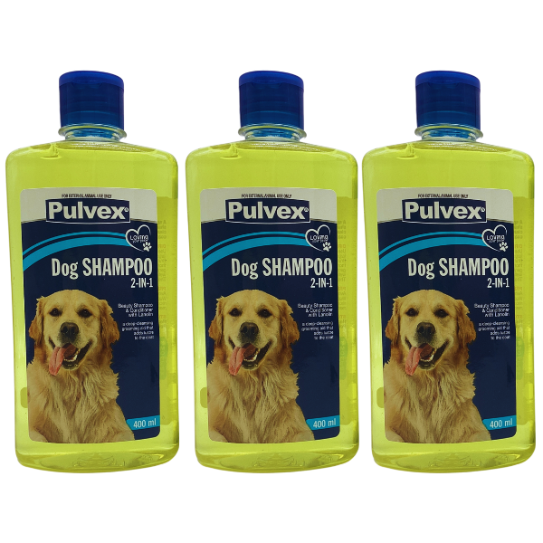Pulvex Dog Shampoo 2-IN-1 with Conditioner &amp; Lanolin 400ml - Pack of 3