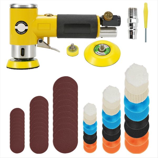 Mini 2/3Inch Air Sander Pneumatic Polisher 80 Sheets Compatible with None