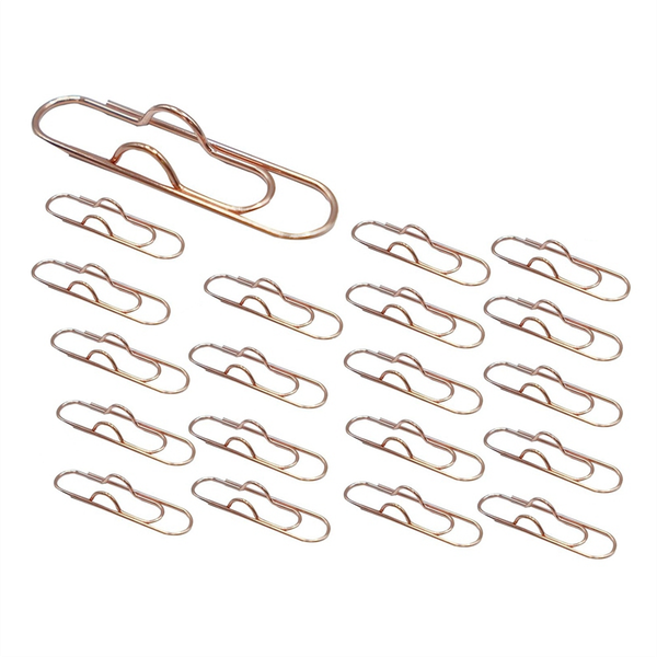 Multifunctional Metal Paper Clips and Pen Holder, Rose Gold (20PCS)