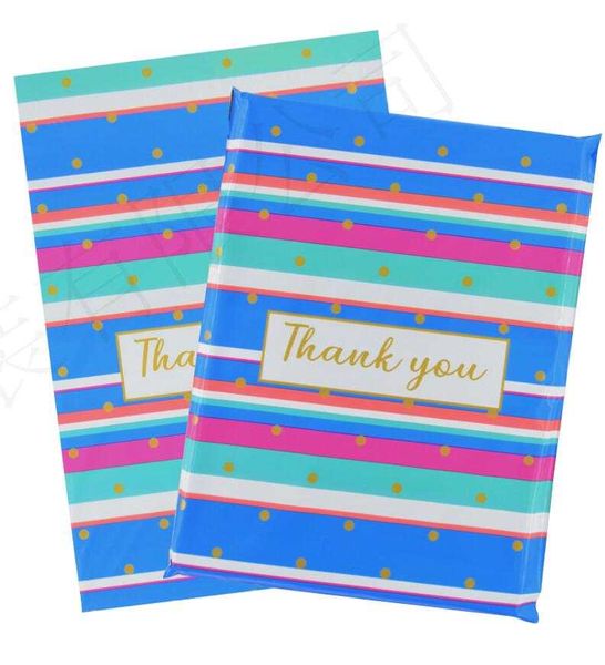 Multi-Colour Stripe Thank You Poly mailers 38x48cm self-adhesive 100 Pack