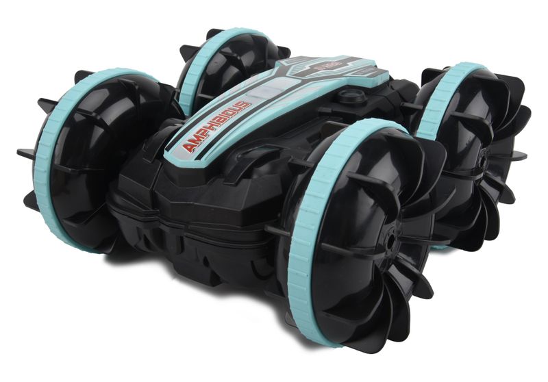R/C 2.4GHz 4WD Amphibious Stunt Car (15cm long) with Battery &amp; USB Charger