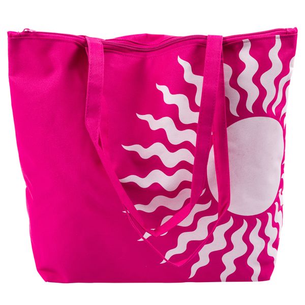 Presence - Shopping Beach Bag (Pink w/ White Sun Print) - 42x35cm