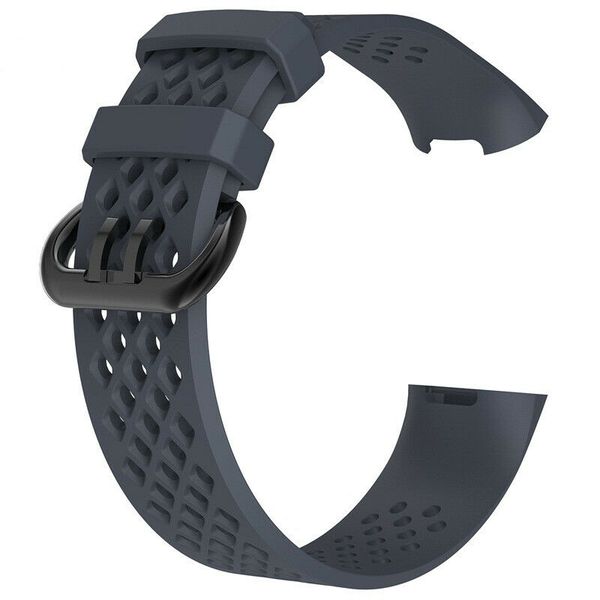 Mesh Silicone Strap Compatible with Fitbit Charge 3/4(Size:M/L)-Slate