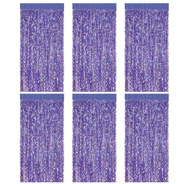 Purple Foil Fringe Curtains - Party Decorations - Party Curtain for Decor - 6 Piece Set
